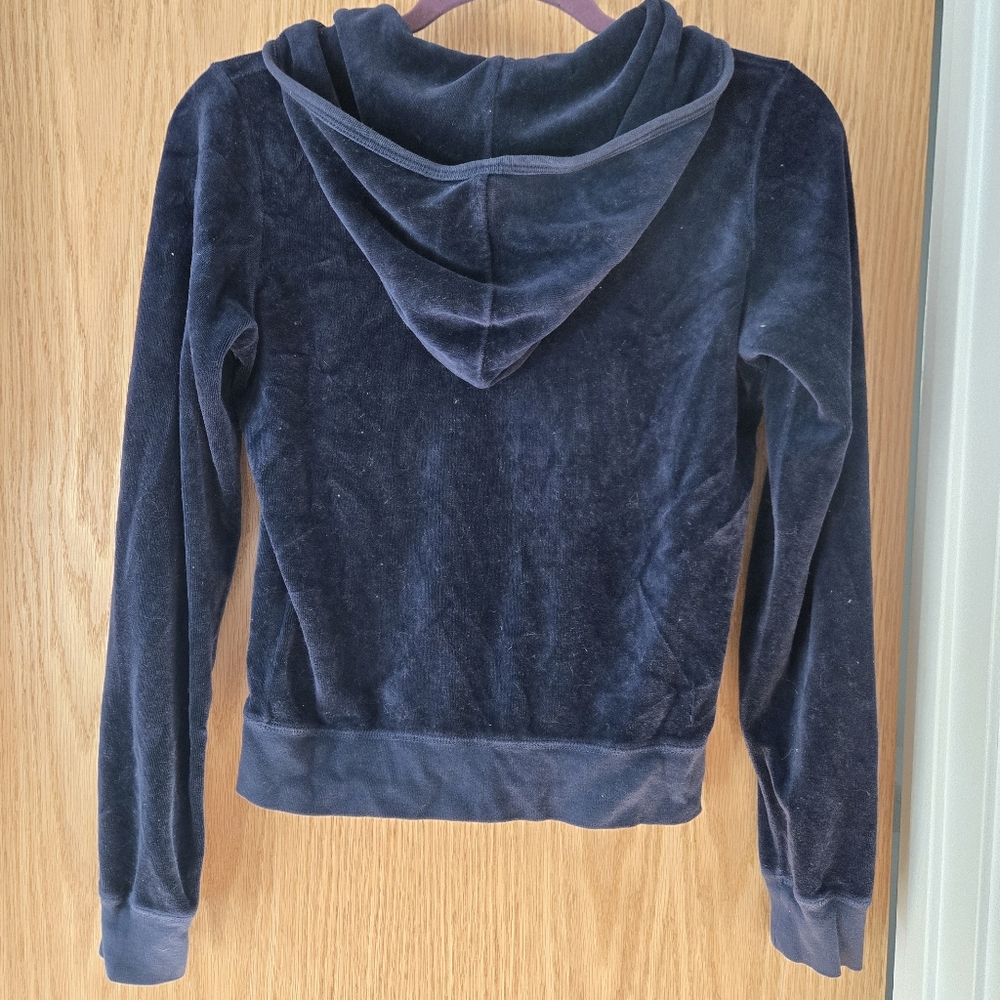 Juicy Couture Navy Velour Blue zip up hoodie track suit jacket - Picture 2 of 7